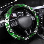 Graffiti Street Art Steering Wheel Cover Smoking Ape Character and Neon Crown Symbols - African Pride