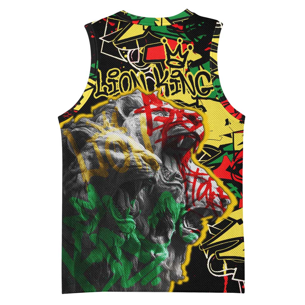 Lion King Africa Graffiti Basketball Jersey Bold Text and Neon Colors TS04