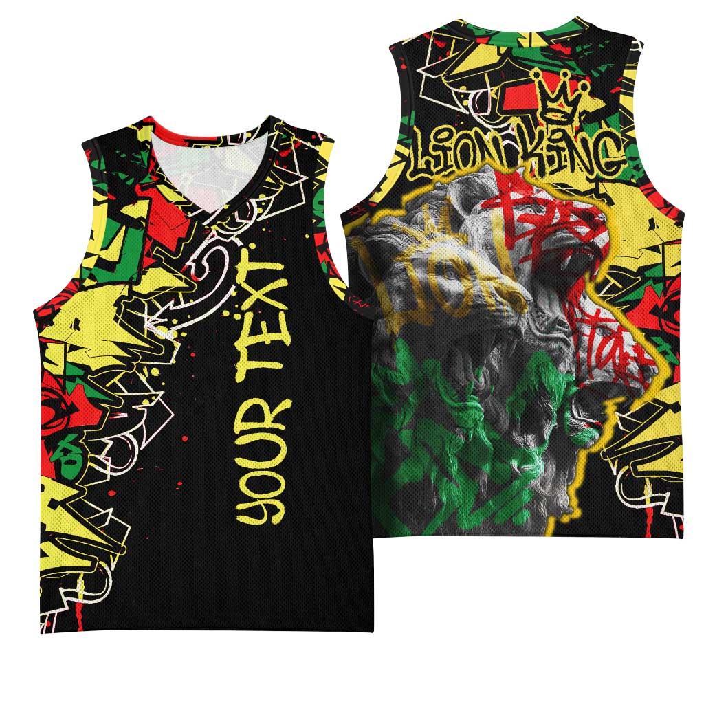 Lion King Africa Graffiti Basketball Jersey Bold Text and Neon Colors TS04