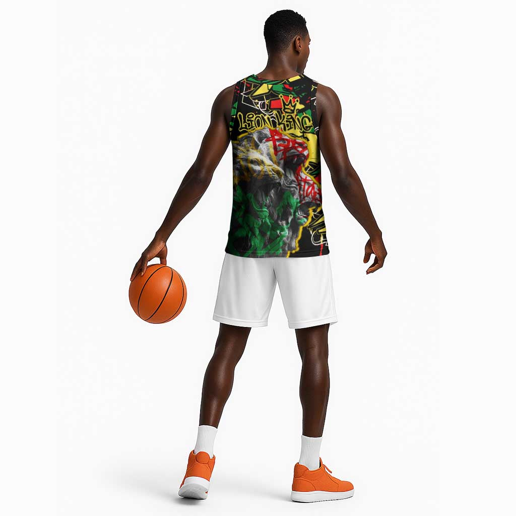 Lion King Africa Graffiti Basketball Jersey Bold Text and Neon Colors TS04