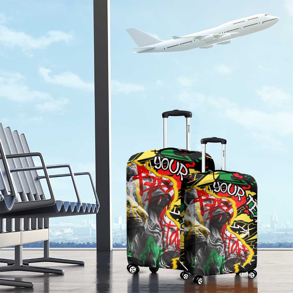 Lion King Africa Graffiti Luggage Cover Bold Text and Neon Colors - African Pride