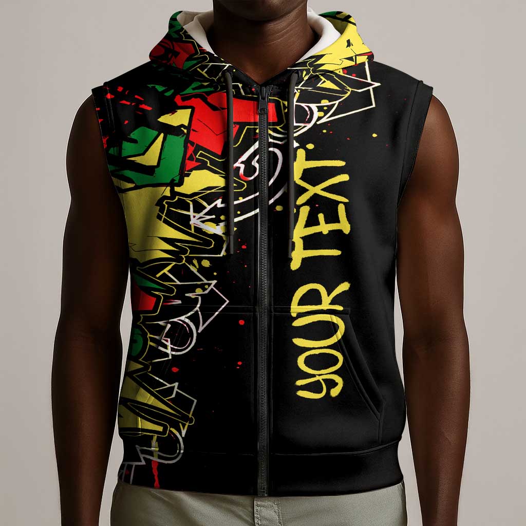 Lion King Africa Graffiti Sleeveless Zip Hoodie Bold Text and Neon Colors - African Pride