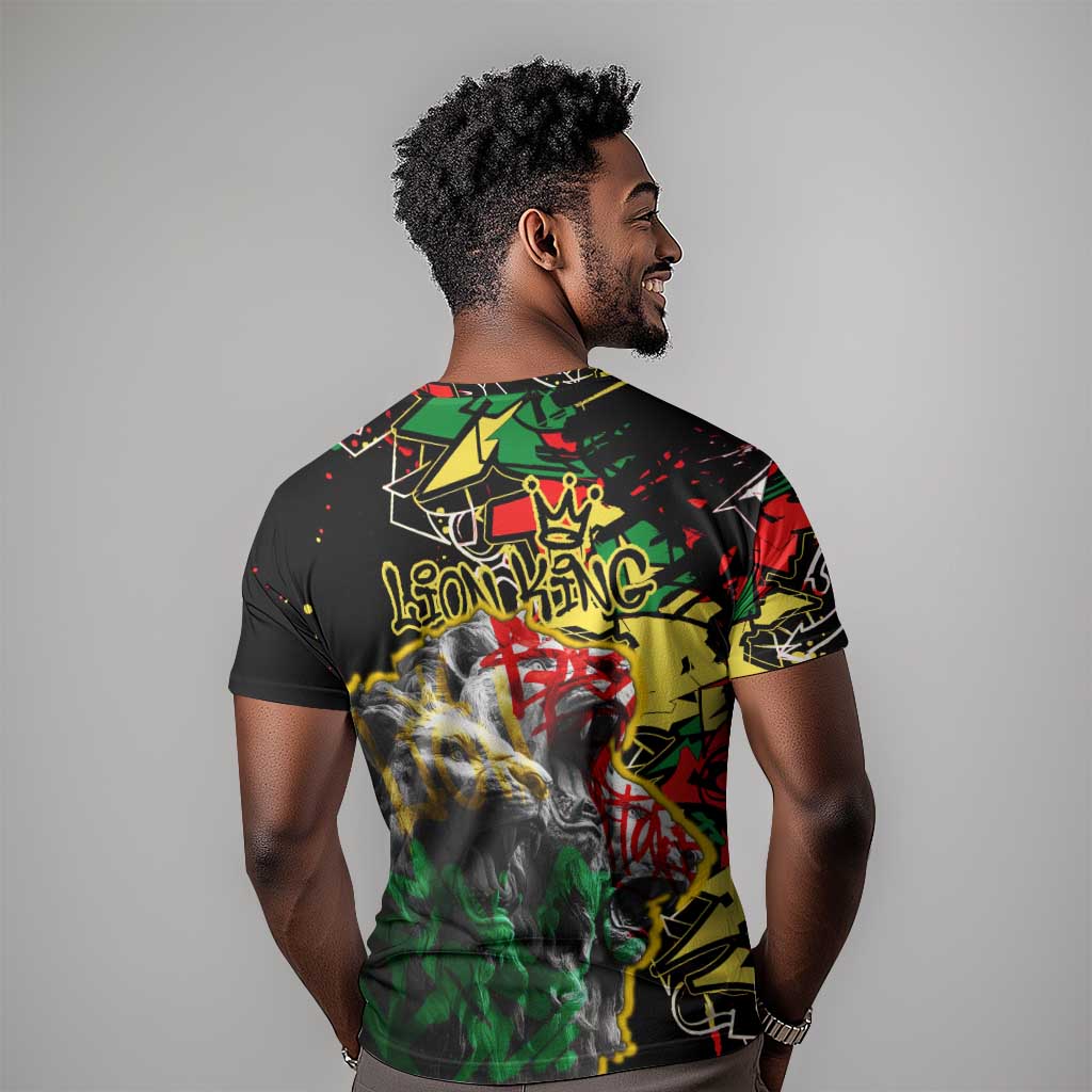 Lion King Africa Graffiti T shirt Bold Text and Neon Colors - African Pride