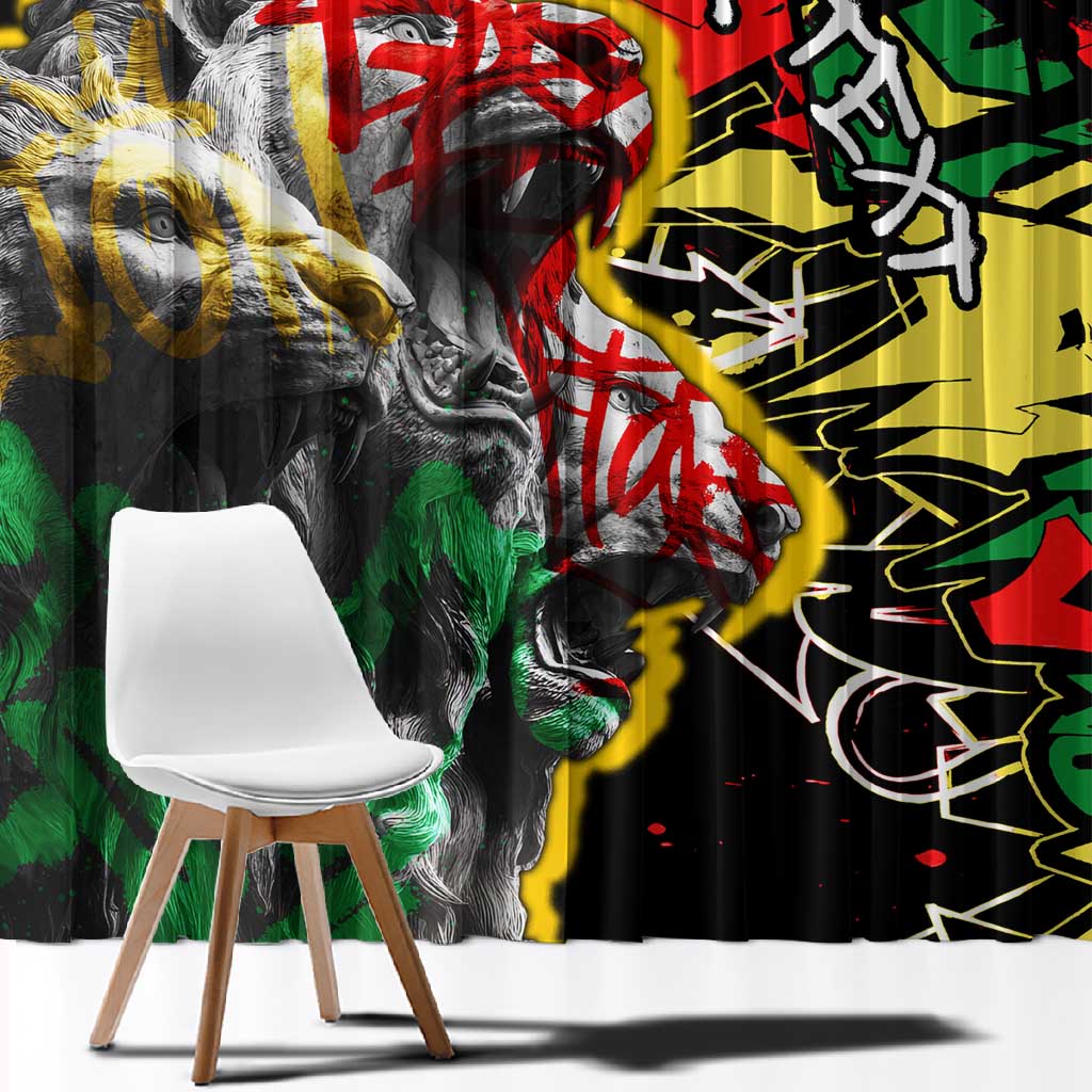 Lion King Africa Graffiti Window Curtain Bold Text and Neon Colors - African Pride