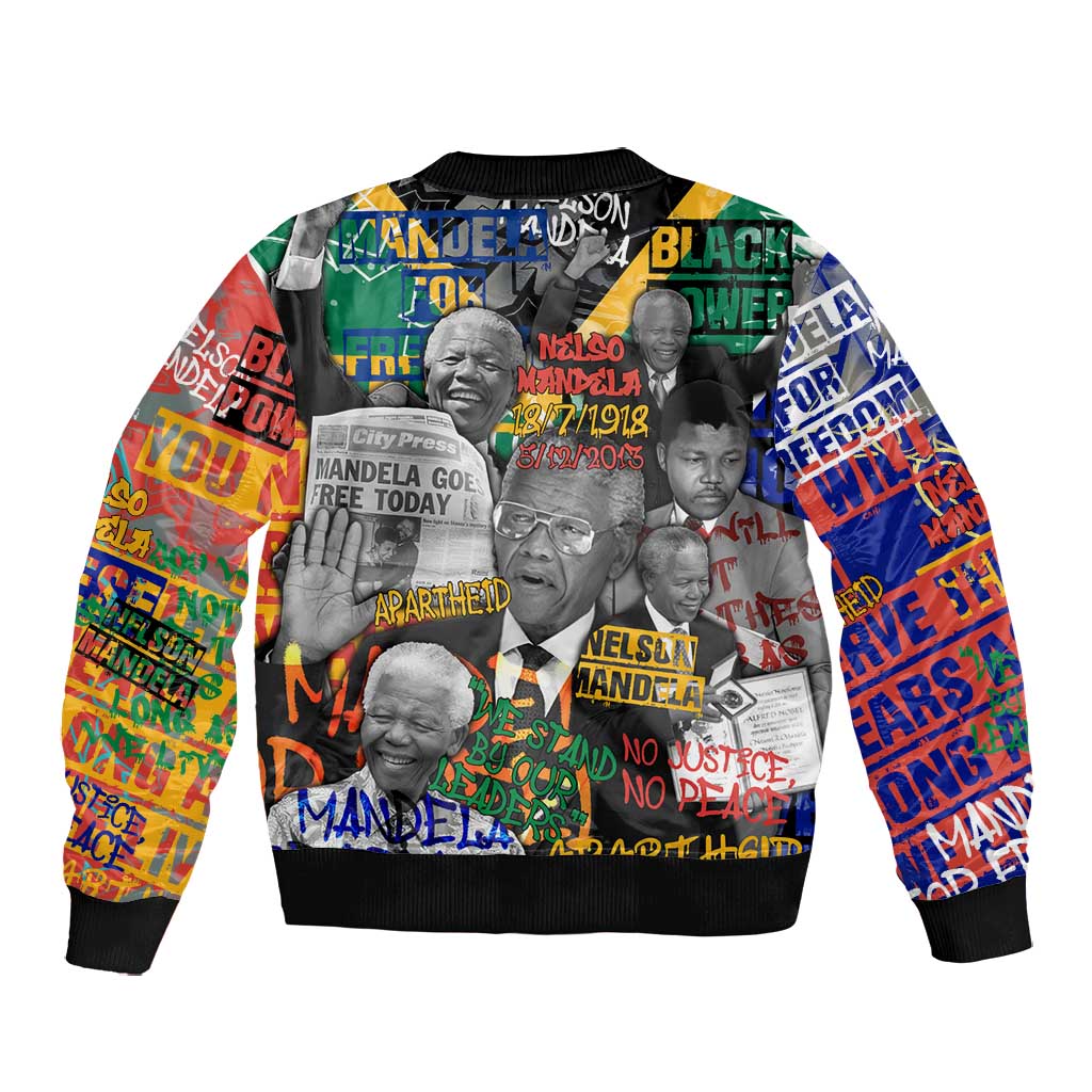 Nelson Mandela Graffiti Bomber Jacket Street Spray Art Recreating The Life Of A Great Man - African Pride
