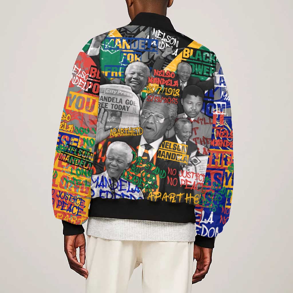 Nelson Mandela Graffiti Bomber Jacket Street Spray Art Recreating The Life Of A Great Man - African Pride