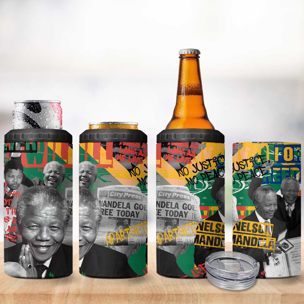 Nelson Mandela Graffiti 4 in 1 Can Cooler Tumbler Street Spray Art Recreating The Life Of A Great Man - African Pride
