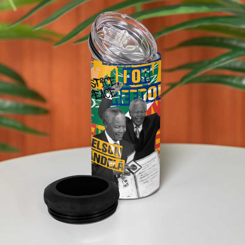 Nelson Mandela Graffiti 4 in 1 Can Cooler Tumbler Street Spray Art Recreating The Life Of A Great Man - African Pride