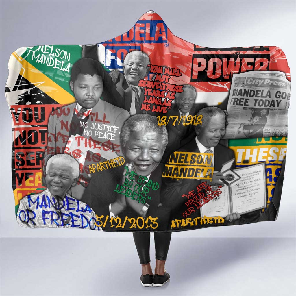 Nelson Mandela Graffiti Hooded Blanket Street Spray Art Recreating The Life Of A Great Man - African Pride