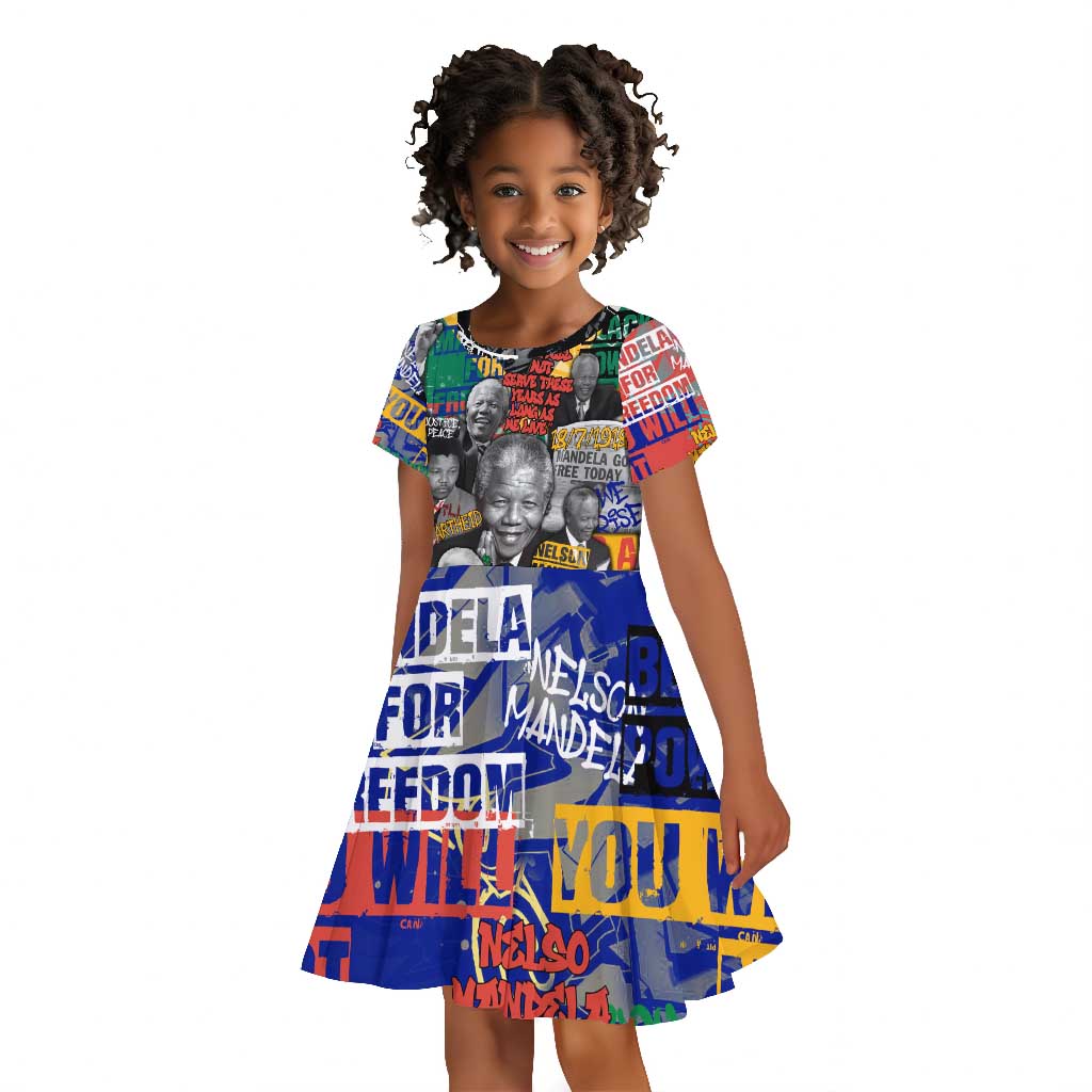 Nelson Mandela Graffiti Kid Short Sleeve Dress Street Spray Art Recreating The Life Of A Great Man - African Pride