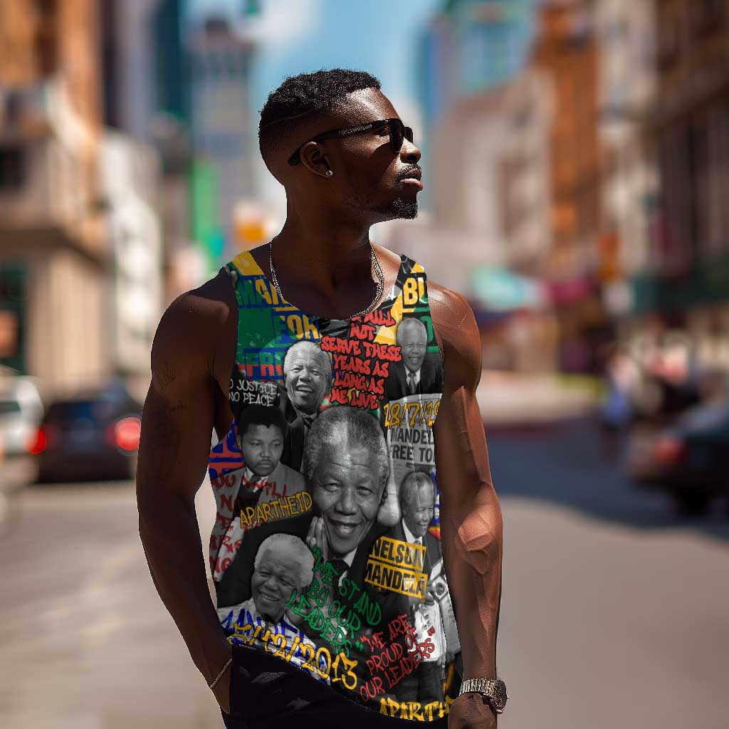 Nelson Mandela Graffiti Men Tank Top Street Spray Art Recreating The Life Of A Great Man - African Pride