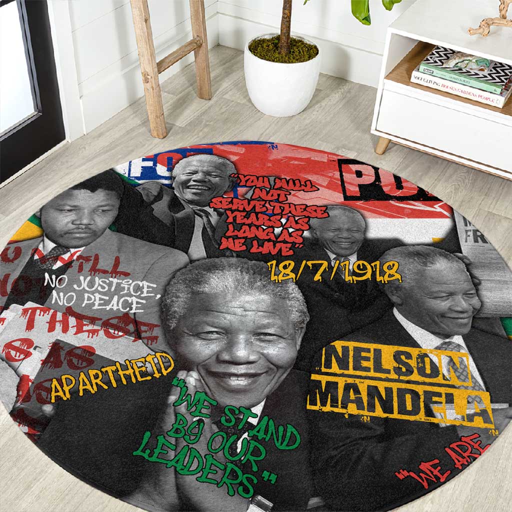 Nelson Mandela Graffiti Round Carpet Street Spray Art Recreating The Life Of A Great Man - African Pride