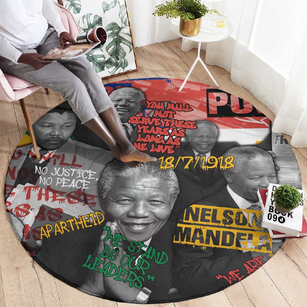 Nelson Mandela Graffiti Round Carpet Street Spray Art Recreating The Life Of A Great Man - African Pride
