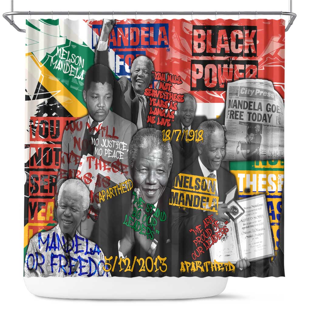 Nelson Mandela Graffiti Shower Curtain Street Spray Art Recreating The Life Of A Great Man - African Pride