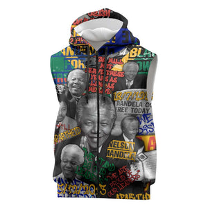 Nelson Mandela Graffiti Sleeveless Zip Hoodie Street Spray Art Recreating The Life Of A Great Man - African Pride