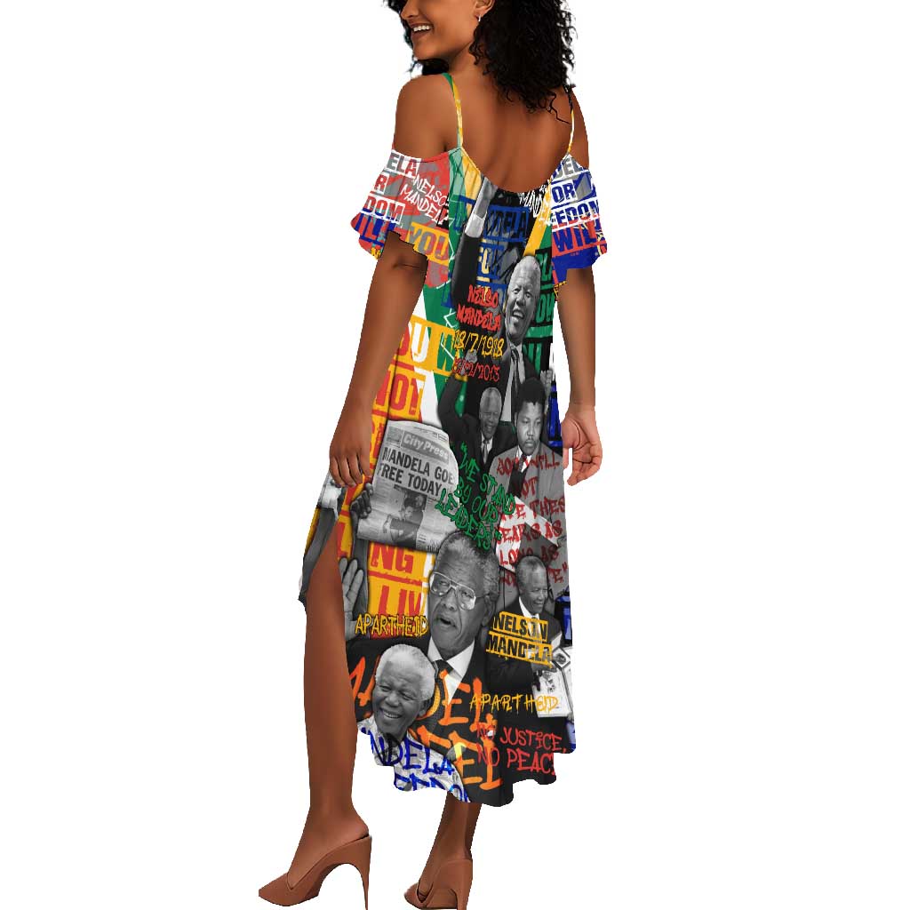 Nelson Mandela Graffiti Summer Maxi Dress Street Spray Art Recreating The Life Of A Great Man - African Pride