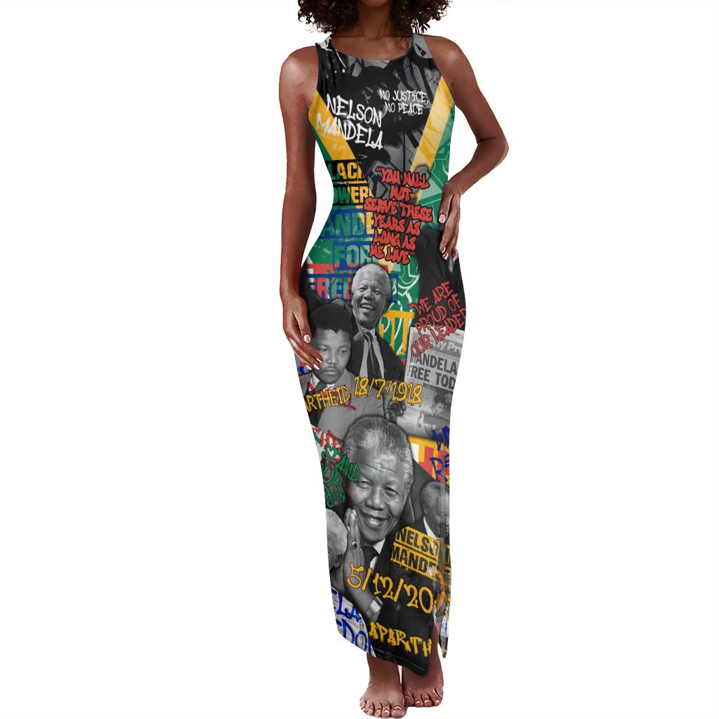 Nelson Mandela Graffiti Tank Maxi Dress Street Spray Art Recreating The Life Of A Great Man - African Pride