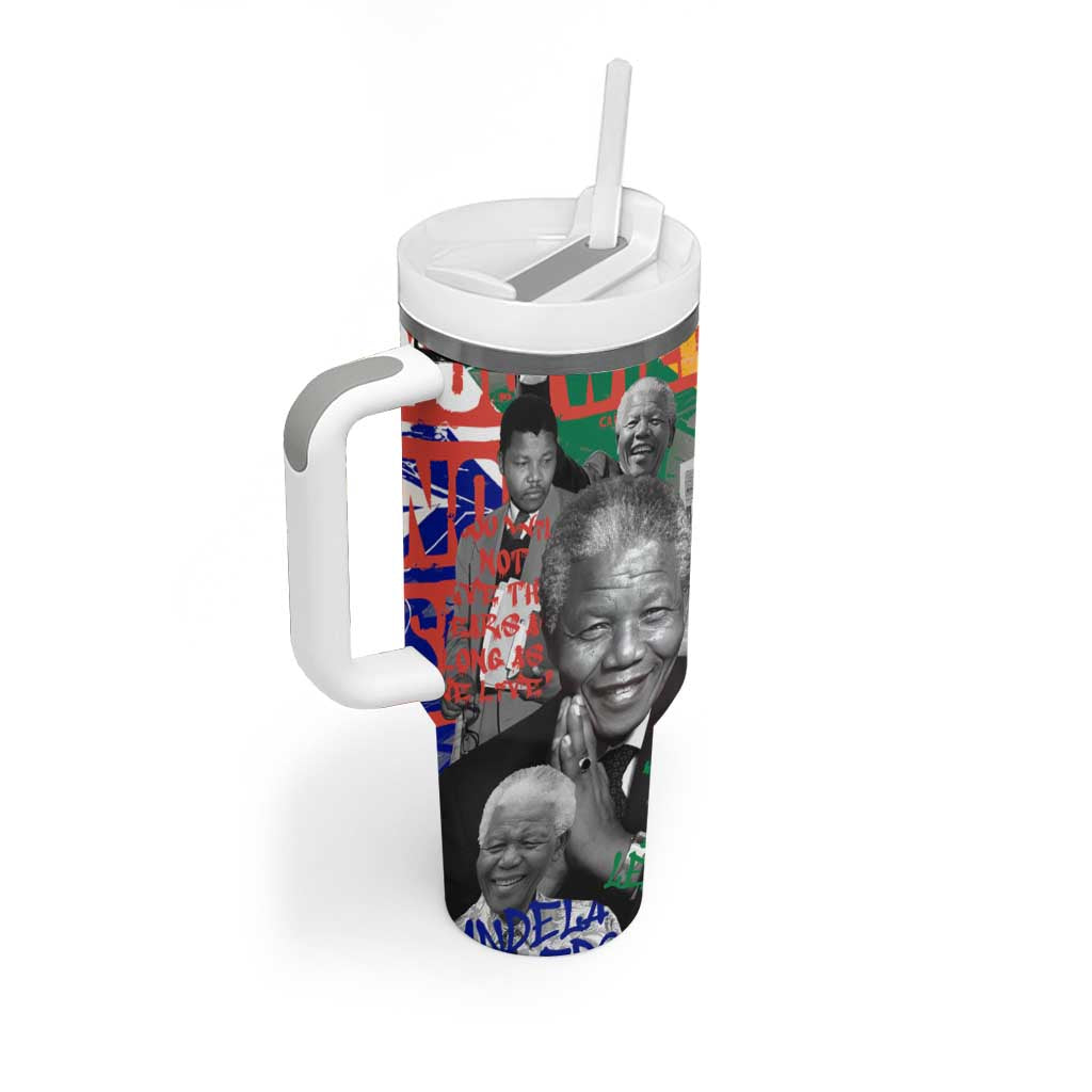 Nelson Mandela Graffiti Tumbler With Handle Street Spray Art Recreating The Life Of A Great Man - African Pride