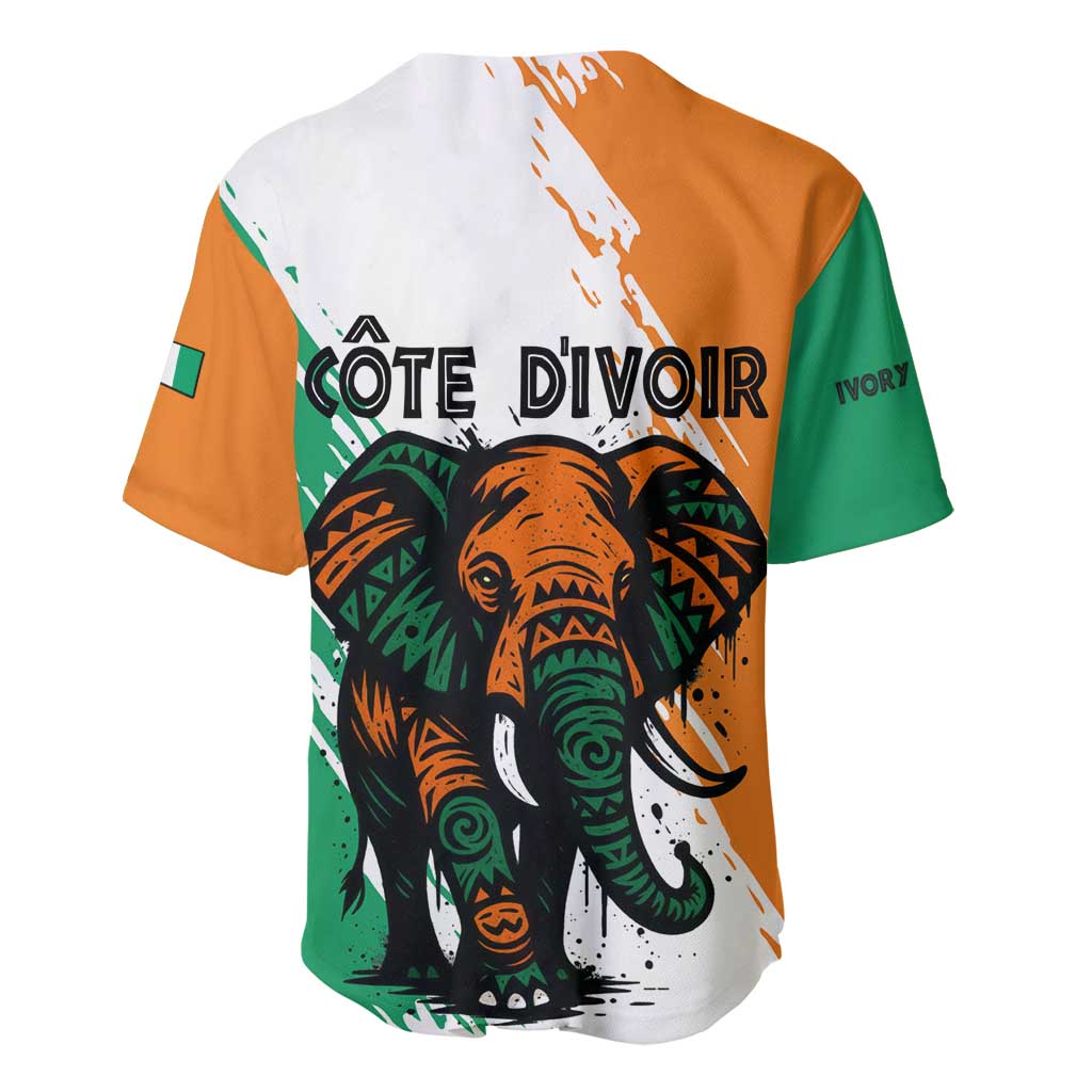 Ivory Coast Baseball Jersey African Elephant in Ivorian Flag Colors - African Pride