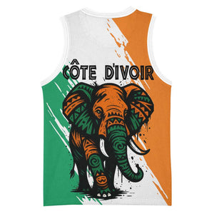 Ivory Coast Basketball Jersey African Elephant in Ivorian Flag Colors TS04