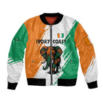 Ivory Coast Bomber Jacket African Elephant in Ivorian Flag Colors - African Pride