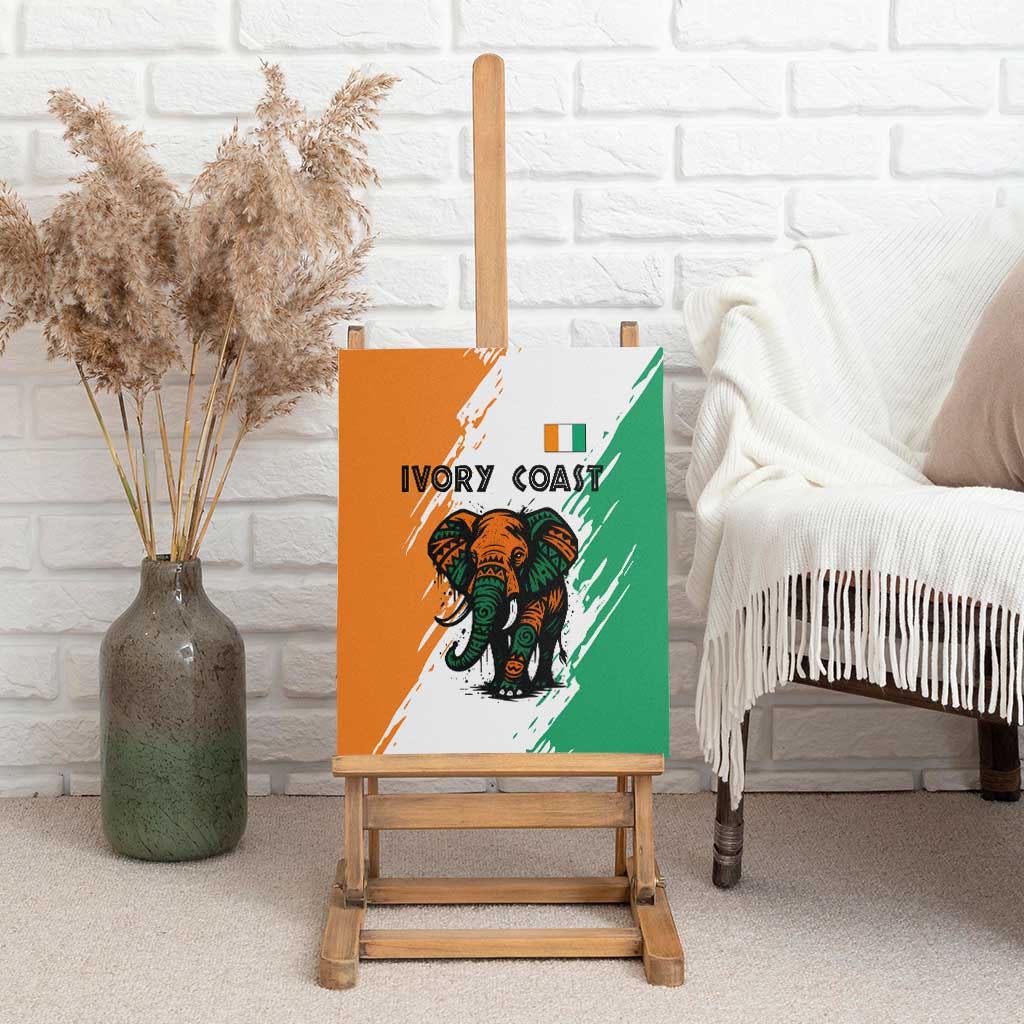 Ivory Coast Canvas Wall Art African Elephant in Ivorian Flag Colors - African Pride