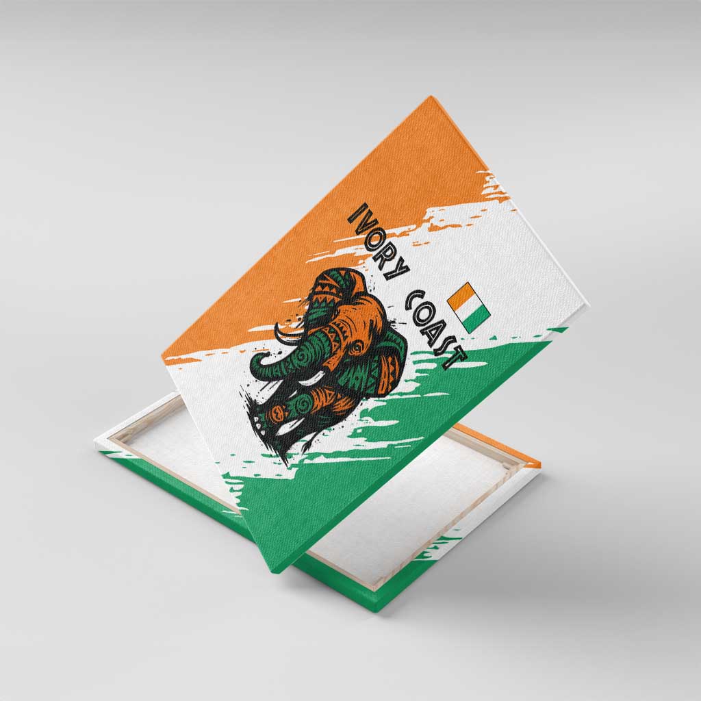 Ivory Coast Canvas Wall Art African Elephant in Ivorian Flag Colors - African Pride
