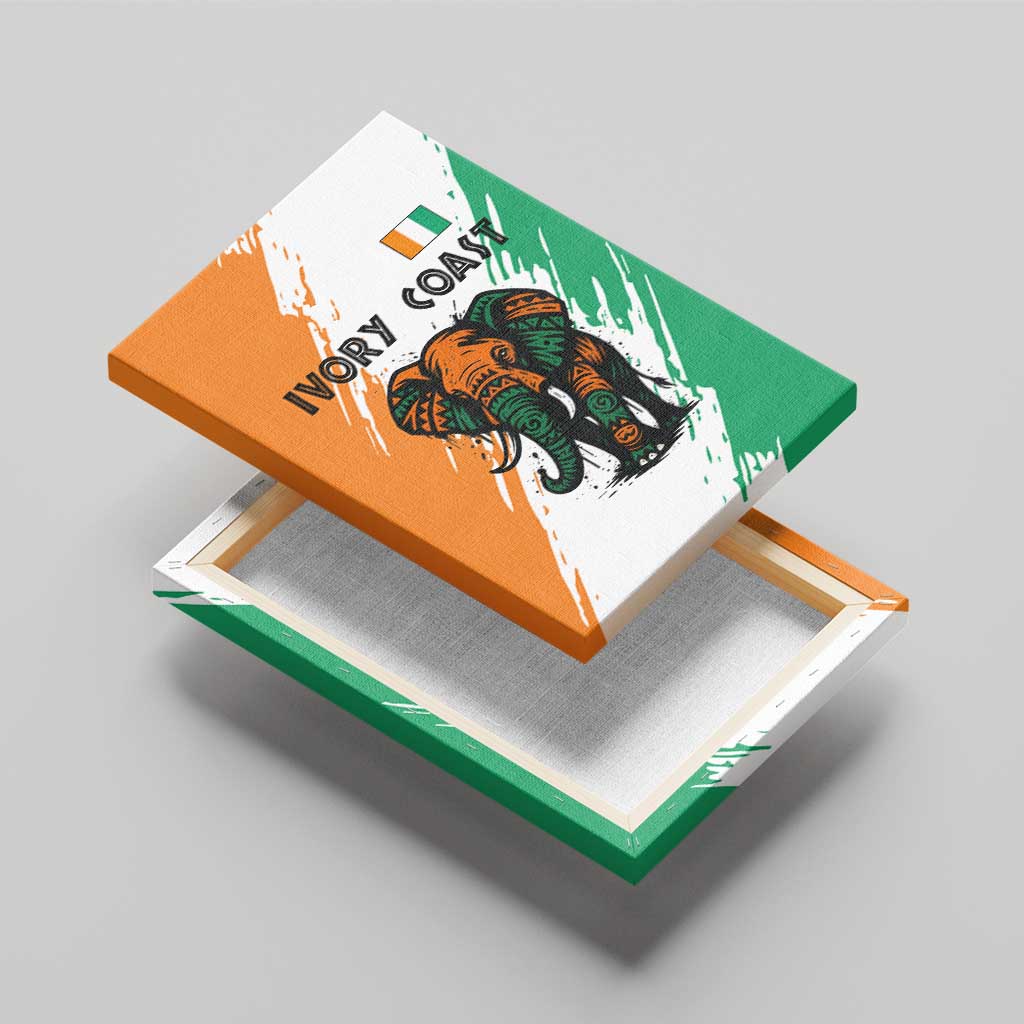 Ivory Coast Canvas Wall Art African Elephant in Ivorian Flag Colors - African Pride