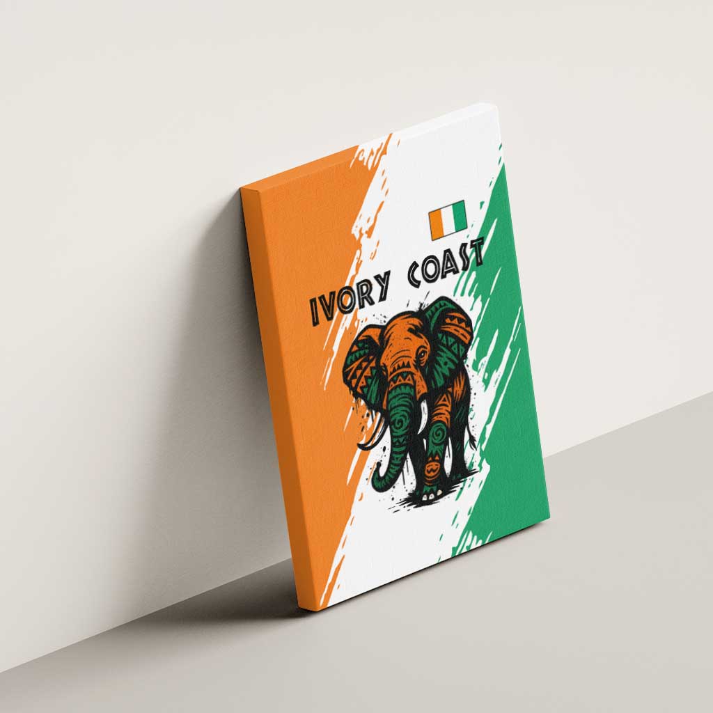 Ivory Coast Canvas Wall Art African Elephant in Ivorian Flag Colors - African Pride