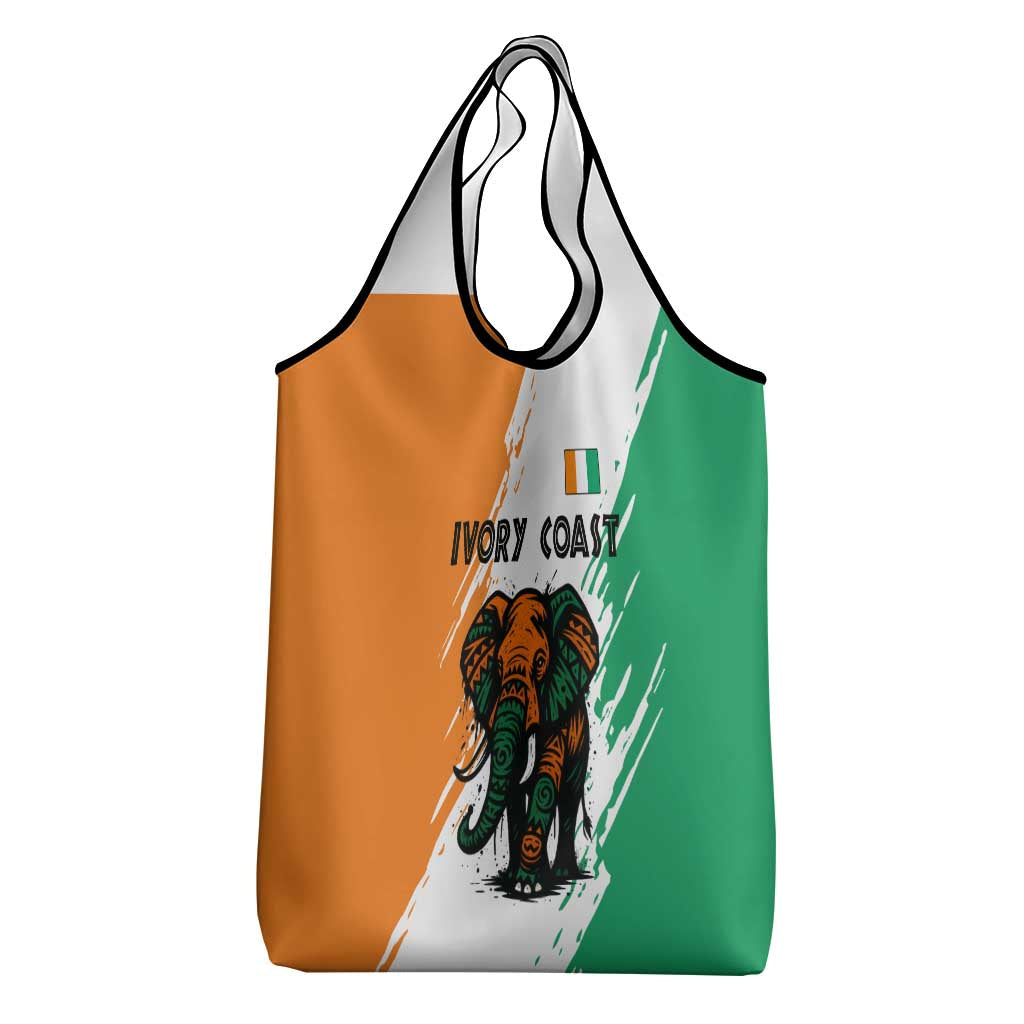 Ivory Coast Grocery Bag African Elephant in Ivorian Flag Colors - African Pride