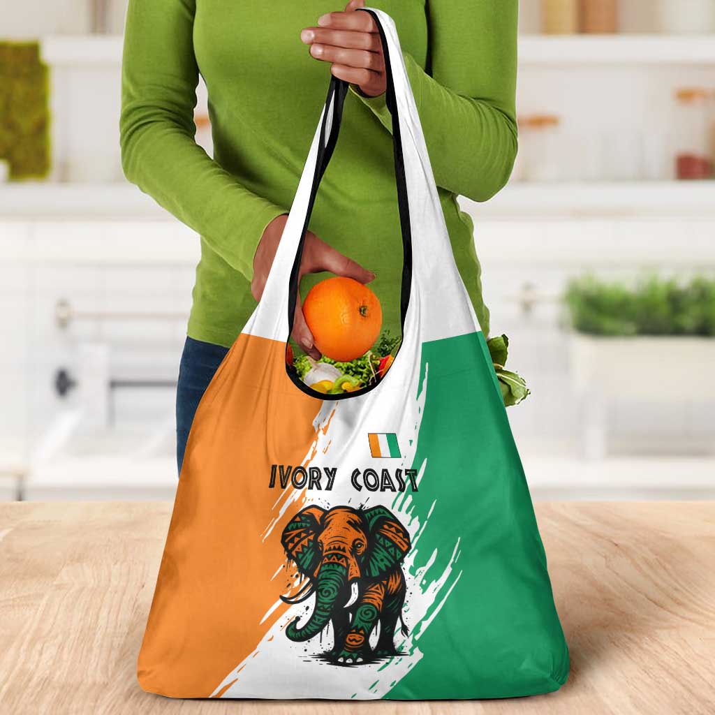 Ivory Coast Grocery Bag African Elephant in Ivorian Flag Colors - African Pride