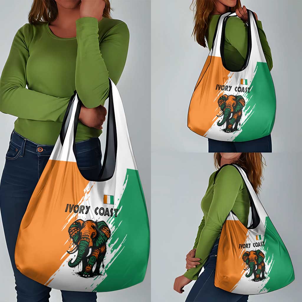 Ivory Coast Grocery Bag African Elephant in Ivorian Flag Colors - African Pride