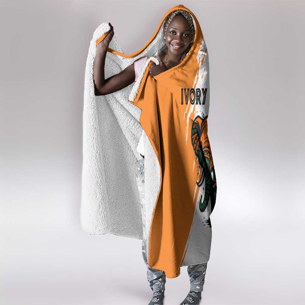 Ivory Coast Hooded Blanket African Elephant in Ivorian Flag Colors - African Pride