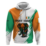 Ivory Coast Hoodie African Elephant in Ivorian Flag Colors - African Pride