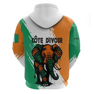 Ivory Coast Hoodie African Elephant in Ivorian Flag Colors - African Pride