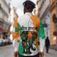 Ivory Coast Long Sleeve Button Shirt African Elephant in Ivorian Flag Colors - African Pride