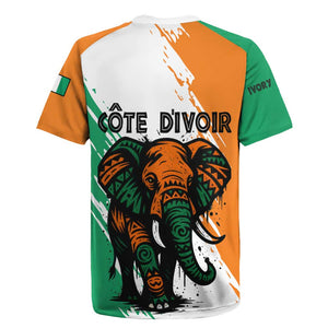 Ivory Coast Rugby Jersey African Elephant in Ivorian Flag Colors - African Pride