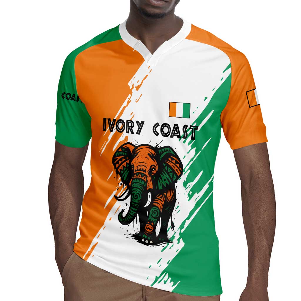 Ivory Coast Rugby Jersey African Elephant in Ivorian Flag Colors - African Pride