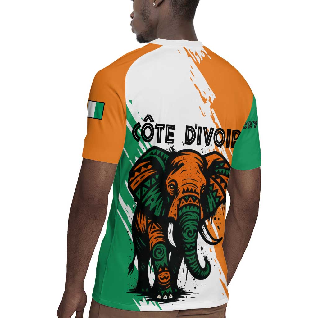 Ivory Coast Rugby Jersey African Elephant in Ivorian Flag Colors - African Pride