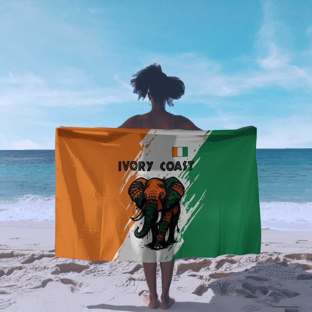 Ivory Coast Sarong African Elephant in Ivorian Flag Colors - African Pride