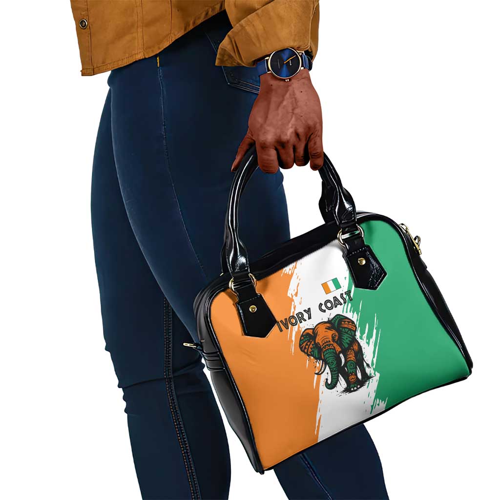 Ivory Coast Shoulder Handbag African Elephant in Ivorian Flag Colors - African Pride