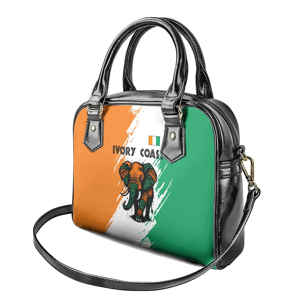 Ivory Coast Shoulder Handbag African Elephant in Ivorian Flag Colors - African Pride