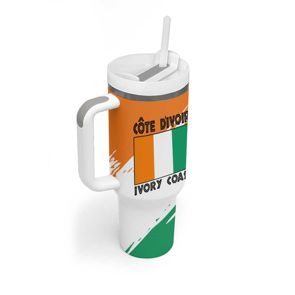 Ivory Coast Tumbler With Handle African Elephant in Ivorian Flag Colors - African Pride