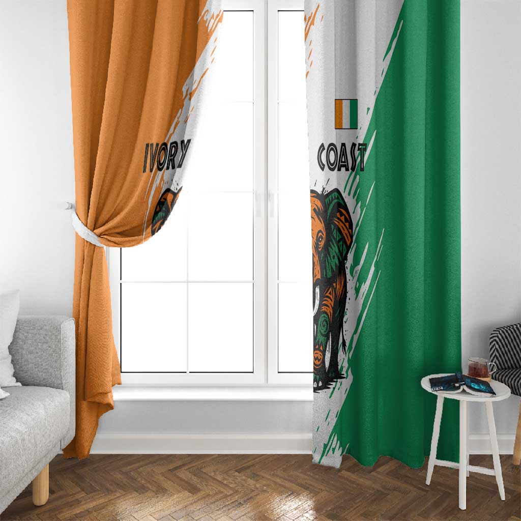 Ivory Coast Window Curtain African Elephant in Ivorian Flag Colors - African Pride