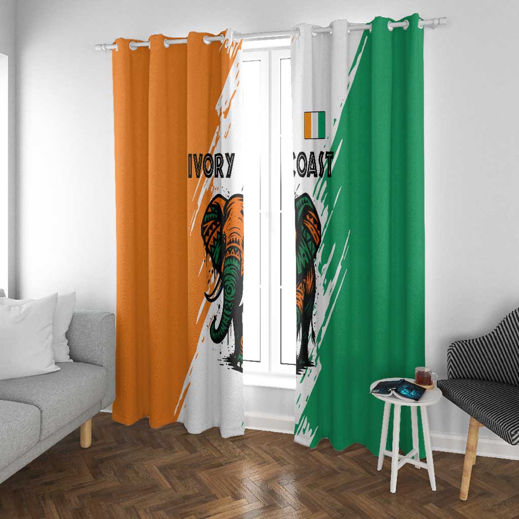Ivory Coast Window Curtain African Elephant in Ivorian Flag Colors - African Pride
