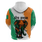 Ivory Coast Zip Hoodie African Elephant in Ivorian Flag Colors - African Pride