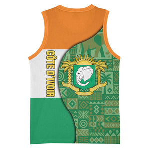 Ivory Coast Basketball Jersey Elephant Crest and Tribal Pattern TS04