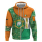 Ivory Coast Hoodie Elephant Crest and Tribal Pattern - African Pride