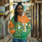 Ivory Coast Hoodie Elephant Crest and Tribal Pattern - African Pride