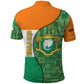 Ivory Coast Polo Shirt Elephant Crest and Tribal Pattern - African Pride